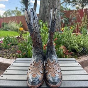 J.B. Dillon Cream and Black Cowboy Boots